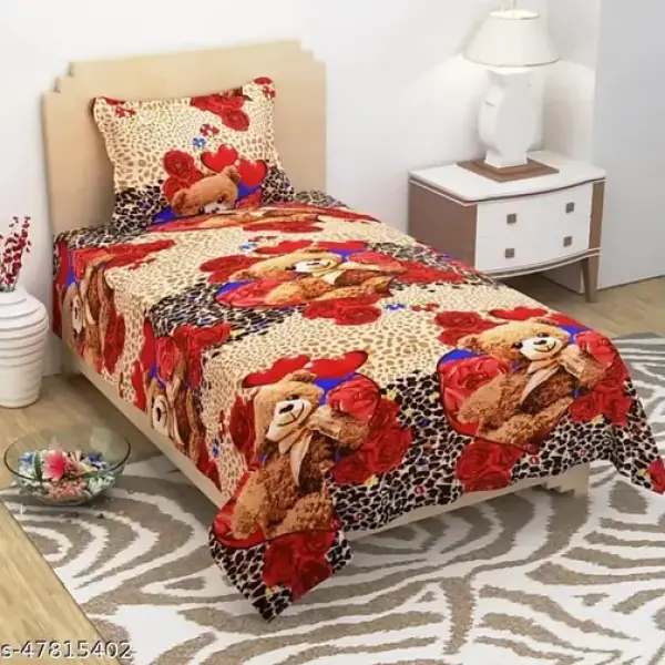  3Dsingle bedsheet with 1 pillow cover.Size(60x90)inch