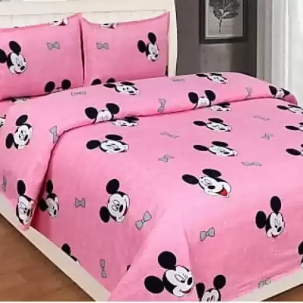 Cotton Double King Printed Bedsheet (Pack of 1, Pink)(sf)