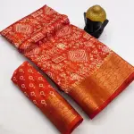 Bandhani Cotton Silk Saree (Orange)