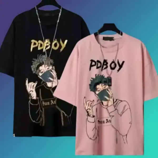 Graphic Print Men Black, Pink T-Shirt