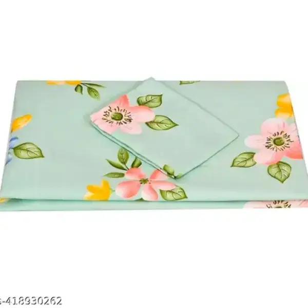 COTTON SINGLE BED BEDSHEET PACK OF 1 WITH 1 PILLOW COVER