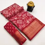 Bandhani Cotton Silk Saree (Rust)