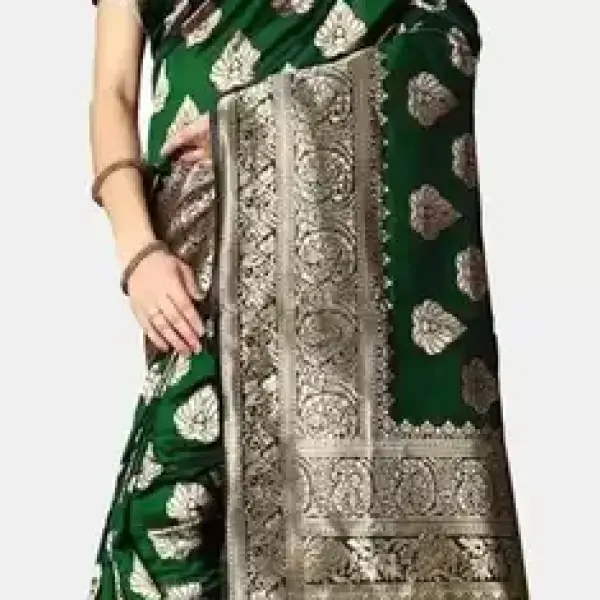 Kanjivaram Pure Silk Saree (Dark Green)