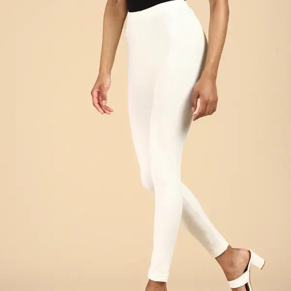 Ankle Length Leggings Cotton-Off-white