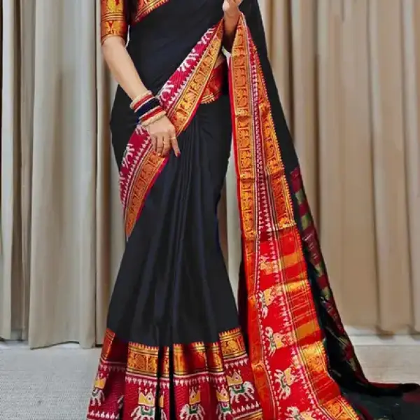 Narayanpet Cotton Silk Saree (Black)
