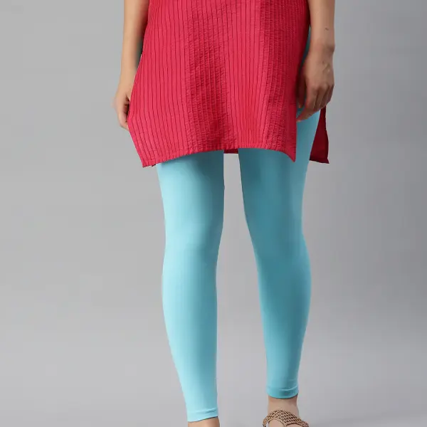 Ankle Length Leggings Cotton Sky Blue