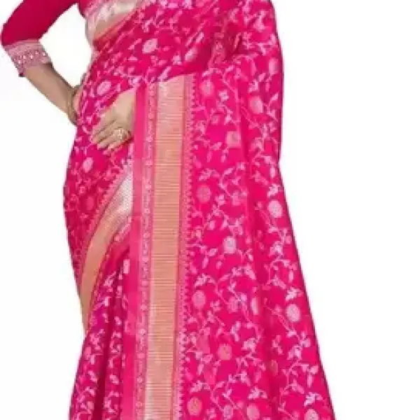 Kanjivaram Pure Silk Saree (Rani Pink)