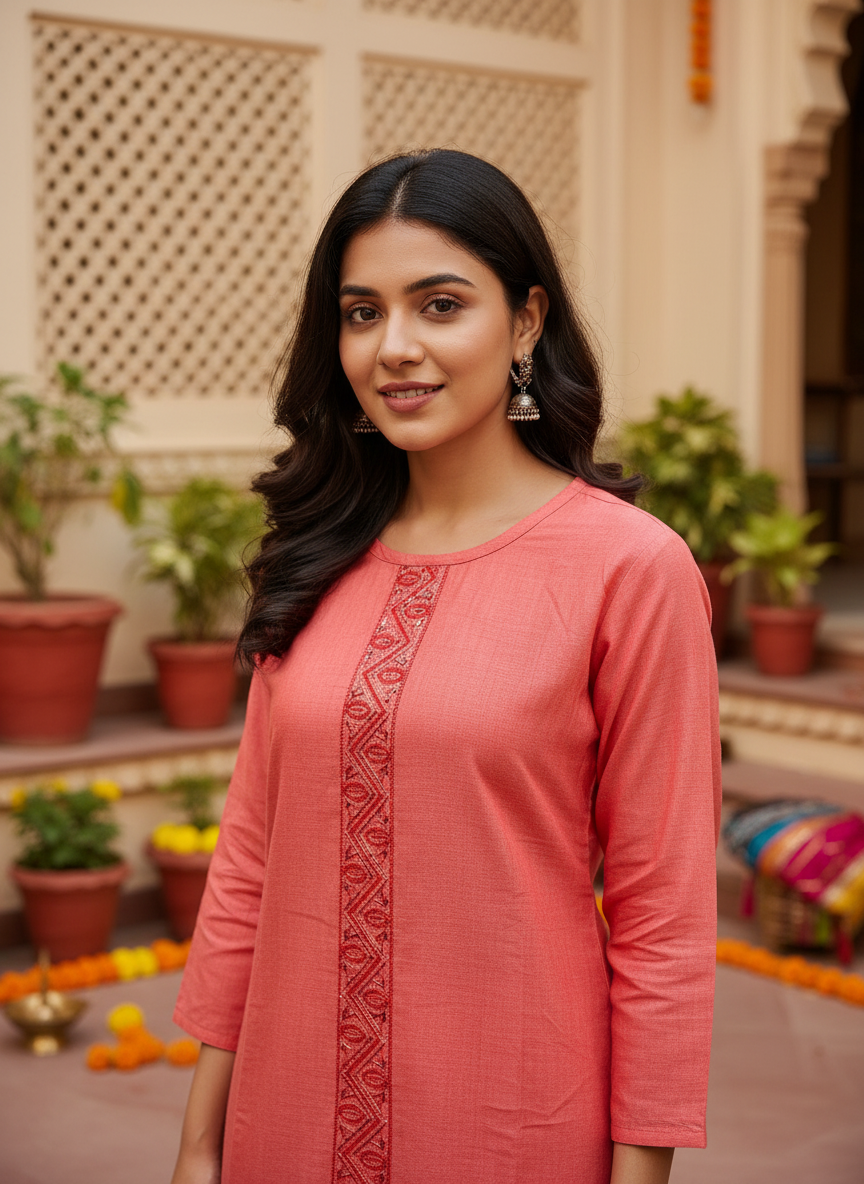 Royal Fashon Women Cotton Striped Kurti