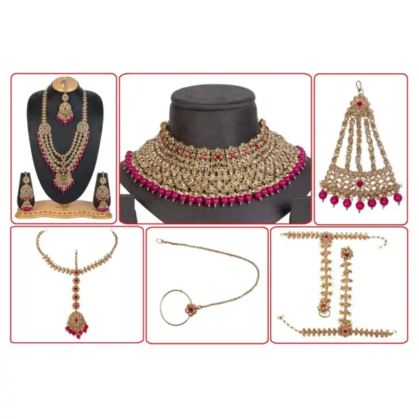Fascinating With Traditional Work Polki Bridal Set Adorned With Crystal
