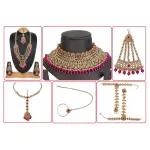Fascinating With Traditional Work Polki Bridal Set Adorned With Crystal