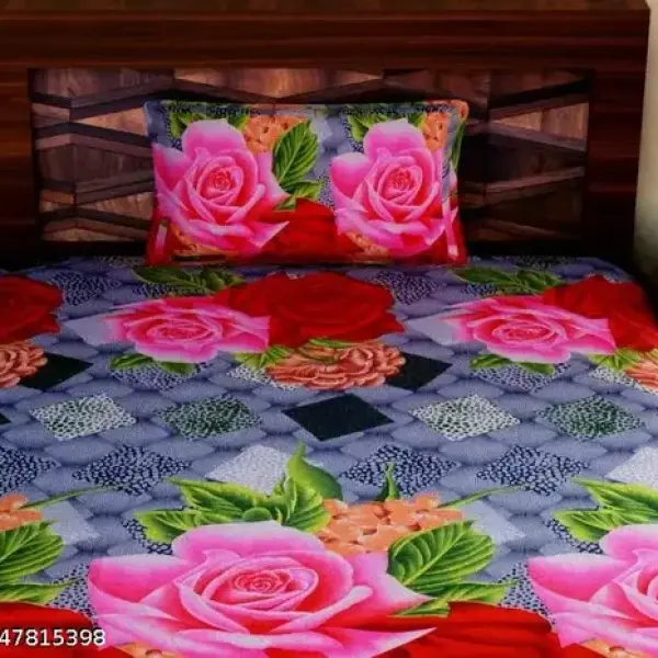  3d single bedsheet with 1 pillow cover.Size(60x90)inch., Pillow size(16x26)inch.