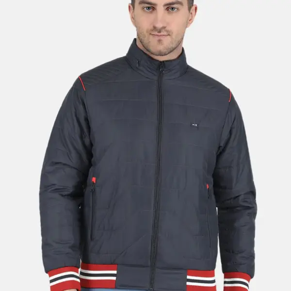 Men NAvy Blue Solid Jacket
