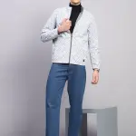 Menr Grey Solid Hooded Full Sleeve Jacket