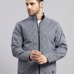 Men Navy Blue Solid Hooded Full Sleeve Reversible Jacket