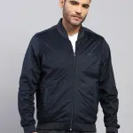 Men Navy Blue Solid Collar Full Sleeve Reversible Jacket