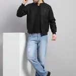 Men Black Solid Collar Full Sleeve Reversible Jacket