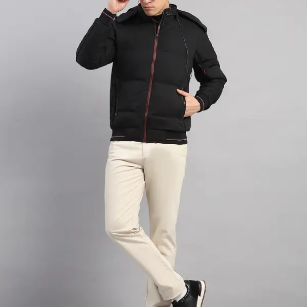 Men Black Smart Hooded Jacket with Integrated Magnetic Earphones