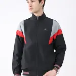 Men Black Printed Collar Full Sleeve Jacket