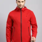 Luxuria Men Red Check Hooded Full Sleeve Reversible Jacke