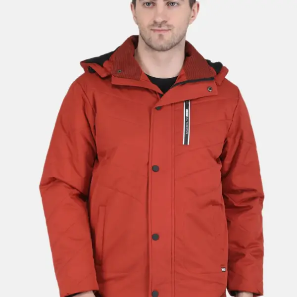 Men Orange Solid Jacket