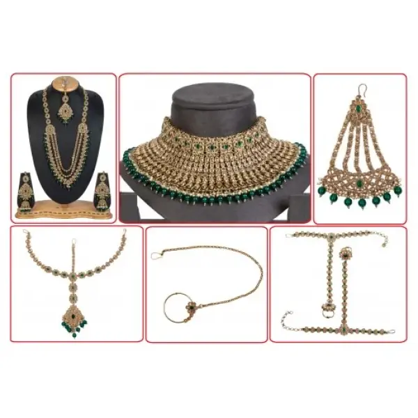 FEngaging With Ethnic Work Polki Bridal Set Embellished With Crystal