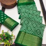 Bandhani Cotton Silk Saree (Green)