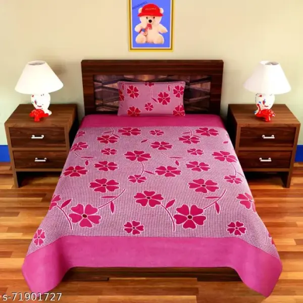 1 double bedsheet & one pillow cover.