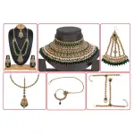 Elegant With Traditional Work Polki Bridal Set Studded With Crystal