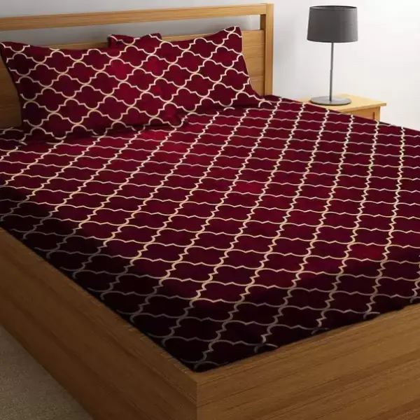 Cotton Double Bedsheet (Pack of 1, Red0) (sf)
