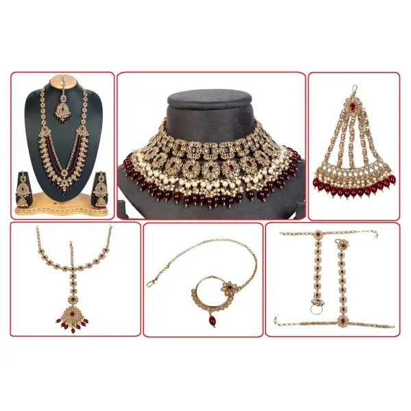 Desirable With Designer Stone Work Polki Bridal Set Adorned With Crystal