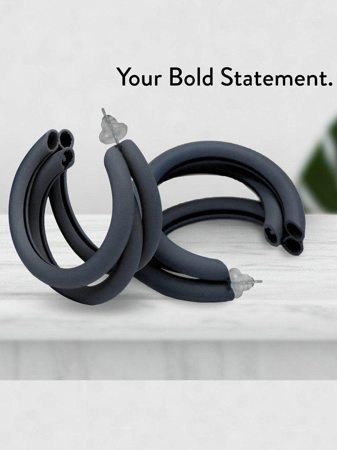  Triple Hoop Earrings Black