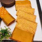 Bandhani Cotton Silk Saree (Yellow)