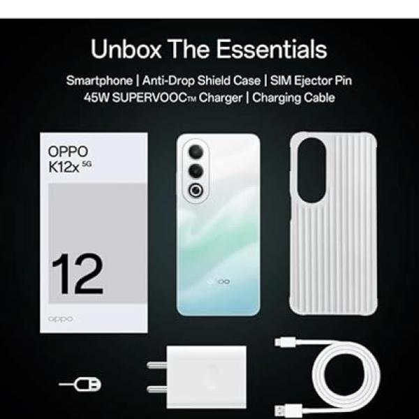 Oppo K12x 5G with 45W SUPERVOOC Charger in-The-Box (Breeze Blue, 128 GB) (6 GB RAM)