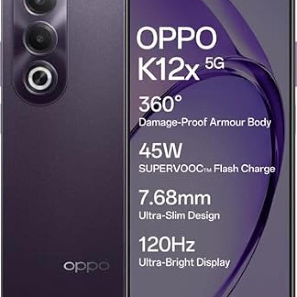 Oppo K12x 5G with 45W SUPERVOOC Charger in-The-Box (Midnight Voilet, 128 GB) (6 GB RAM)