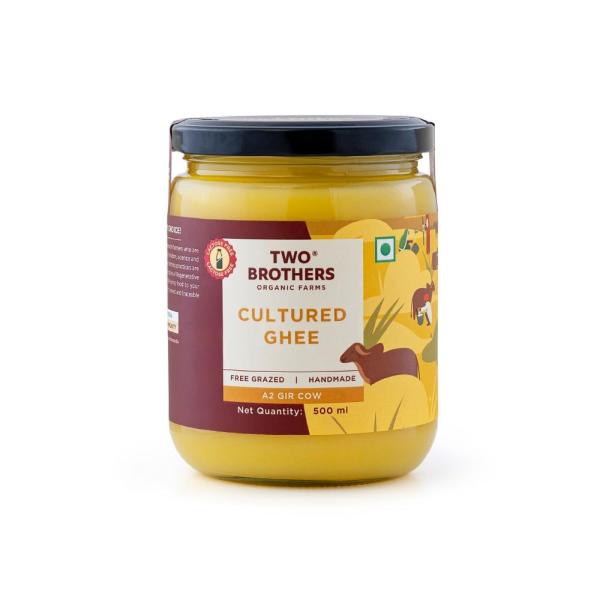 Two Brothers Organic Farms A2 Ghee (500 ml) |Glyphosate free|Free-grazed, Desi Gir Cows