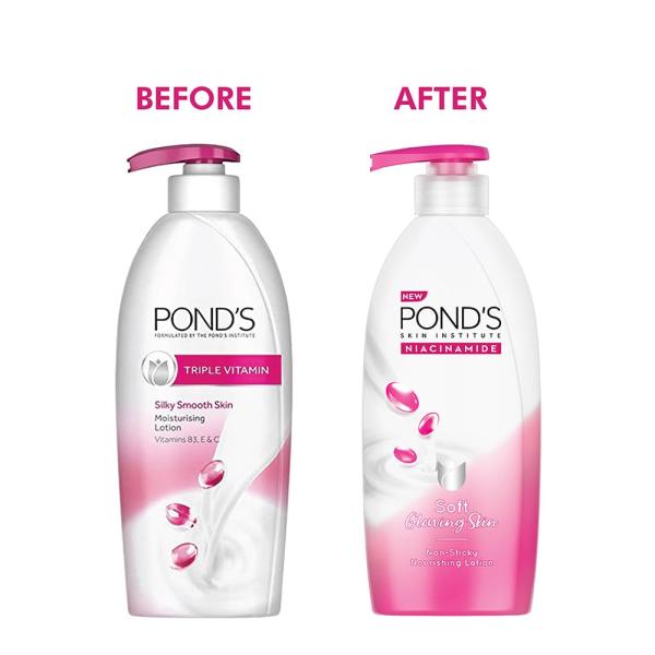 POND's Triple Vitamin Moisturising Body Lotion, 275Ml, For Dry Skin, Smooth And Soft Skin (Pack of 2)