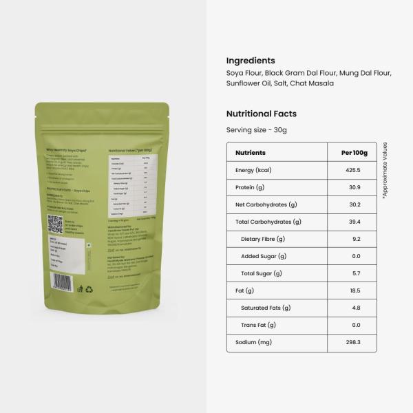 HealthifyMe Soya Chips 100gms - Lip smacking, crispy and nutritious baked chips Pack of 3