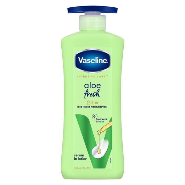 Vaseline Aloe Fresh Body Lotion,24 HR Long Lasting Moisturisation with Aloe Vera extract and Menthol 400ml