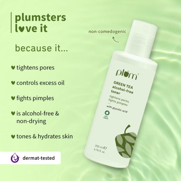 Plum Green Tea Face Toner For Oily, Acne-Prone Skin | With Glycolic Acid