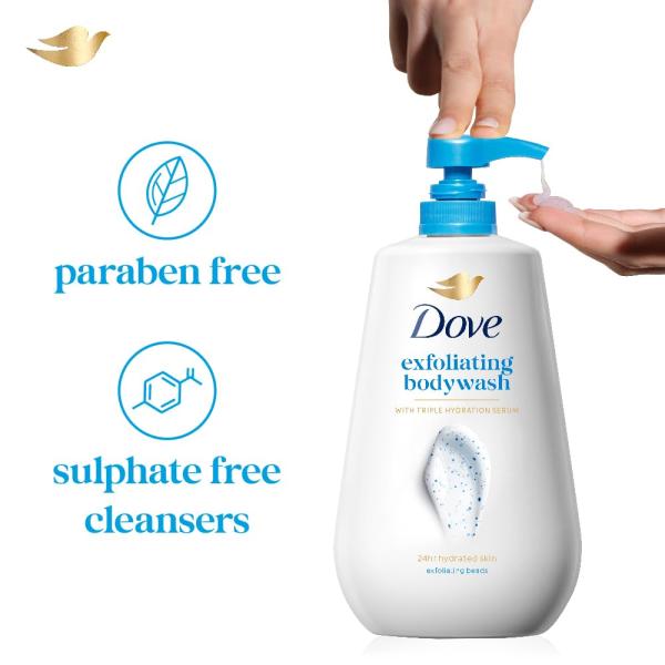 Dove Exfoliating Bodywash with Triple Hydration Serum, 825ml
