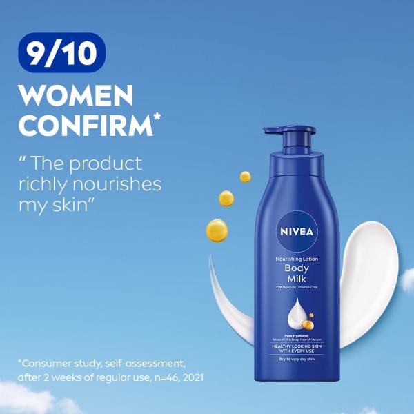 NIVEA Nourishing Body Milk 600ml Body Lotion with Hyaluronic Acid | 72Hr Hydration |