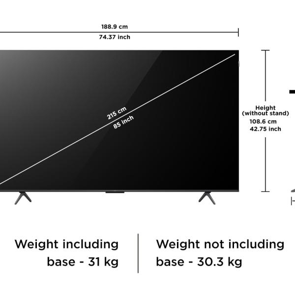 TCL 215 cm (85 inches) 4K Ultra HD Smart QLED Google TV 85T8C