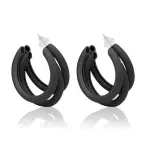  Triple Hoop Earrings Black