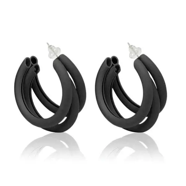  Triple Hoop Earrings Black