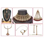 Desirable With Designer Stone Work Polki Bridal Set Adorned With Crystal