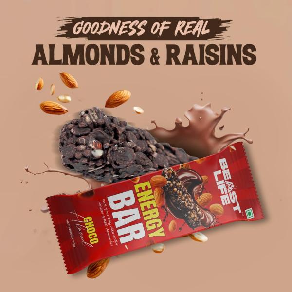 BeastLife Choco Almond Energy/Protein Bar | Multigrain Millet & Oats Energy Bar