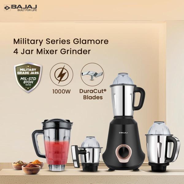 Bajaj Military Series Glamore 1000 W Mixer Grinder With 4 Jars