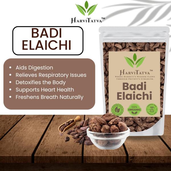 HarviTatva Badi Elaichi Whole (Black Cardamom) – 100% Natural