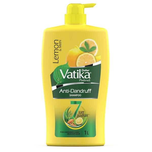 Dabur Vatika Lemon Anti-Dandruff Shampoo - 1 L | Reduces Dandruff from 1st Wash | Moisturises Scalp | Provides Gentle Cleansing, Conditioning &...