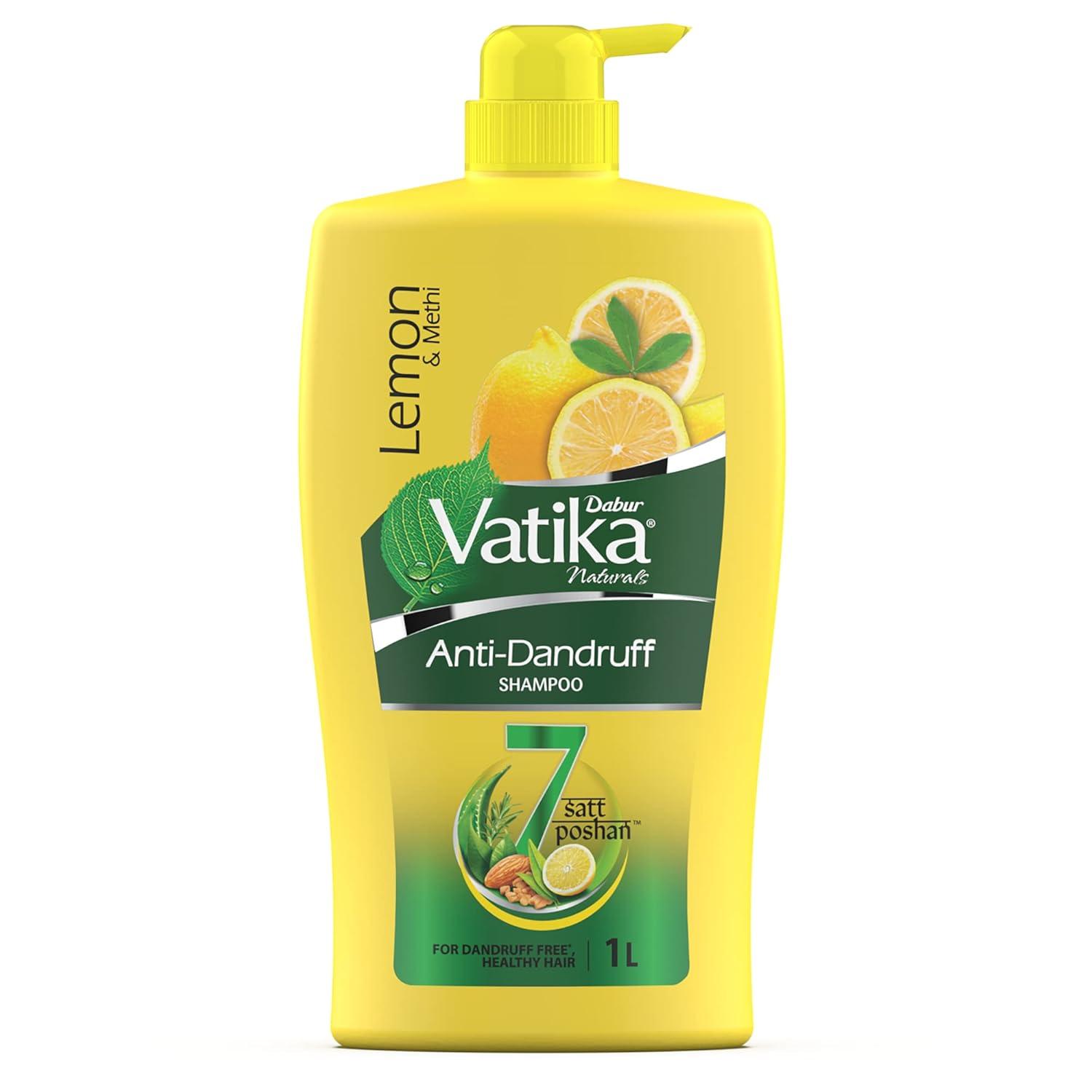Dabur Vatika Lemon Anti-Dandruff Shampoo - 1 L | Reduces Dandruff from 1st Wash | Moisturises Scalp | Provides Gentle Cleansing, Conditioning &...